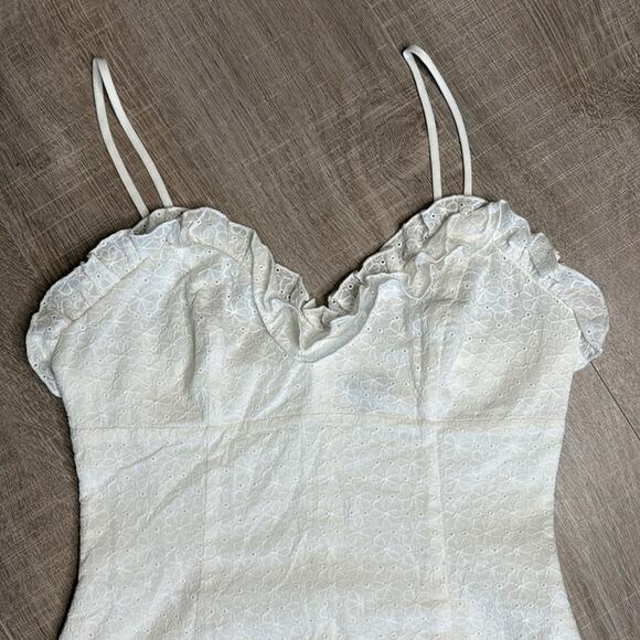 NWOT NBD REVOLVE White Floral Eyelet Spaghetti Strap Mini Dress Women’s - Picture 3 of 11